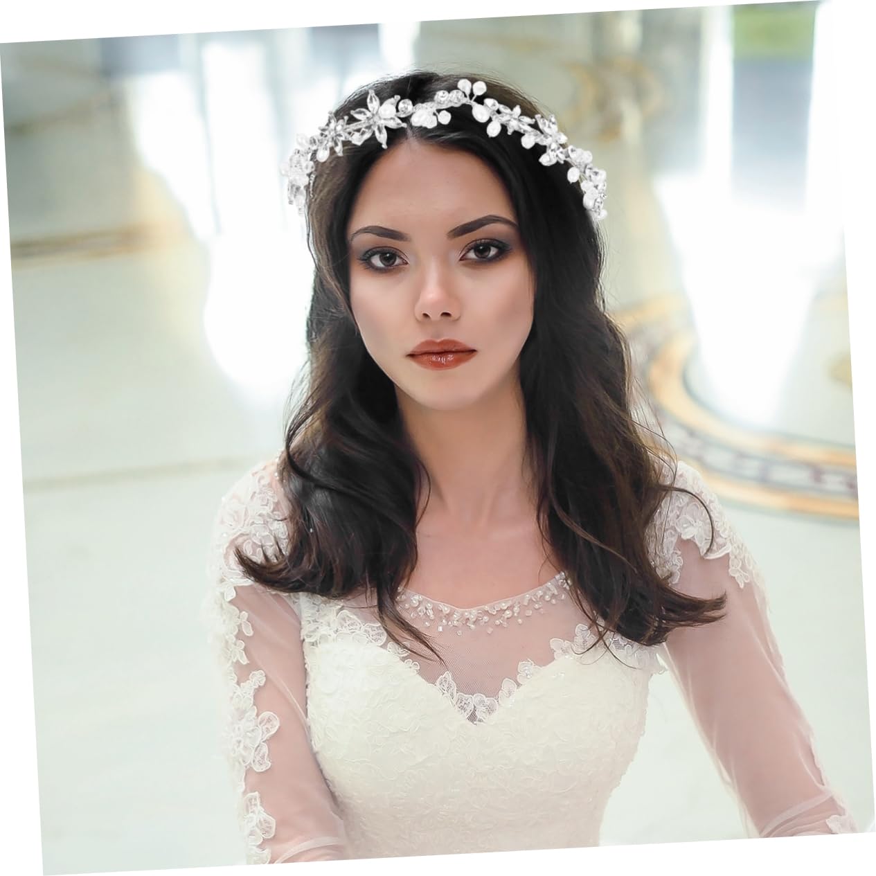 3 fasce per capelli con perle e strass, per capelli con foglie di vite, per da sposa, per con perline, per in lega per sposa mosaico