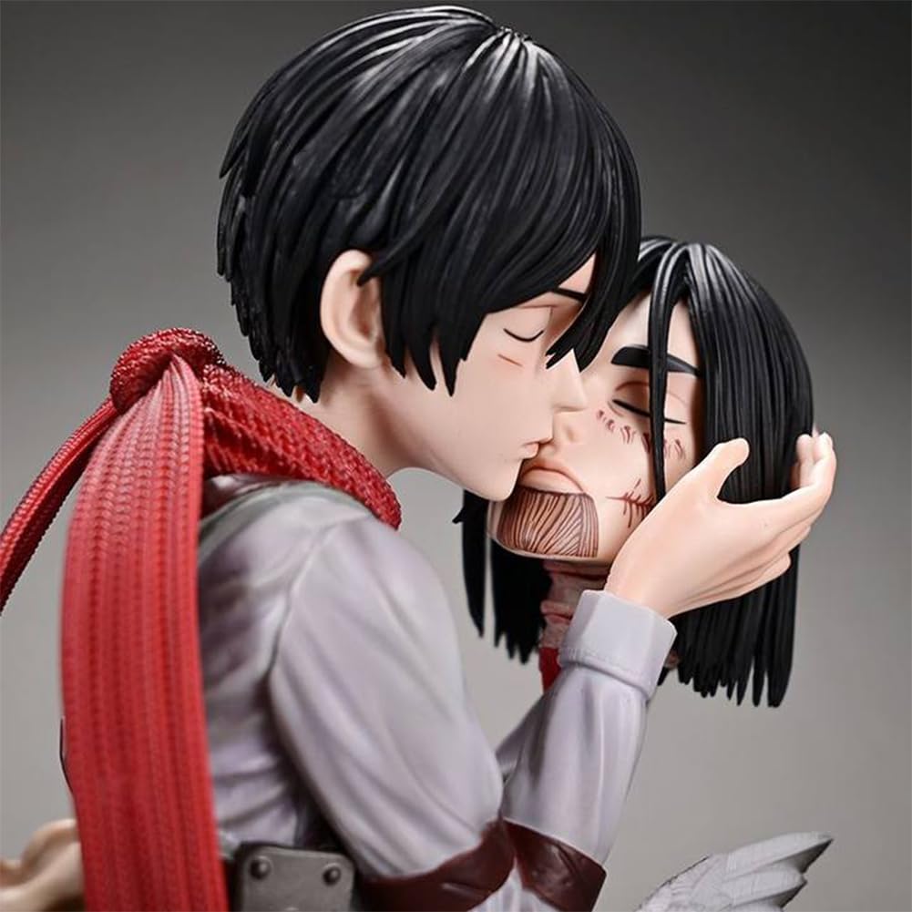 Total Anime Eren Jaeger - Statuetta da 16,5 cm, con facce intercambiabili, mani permutabili e arma