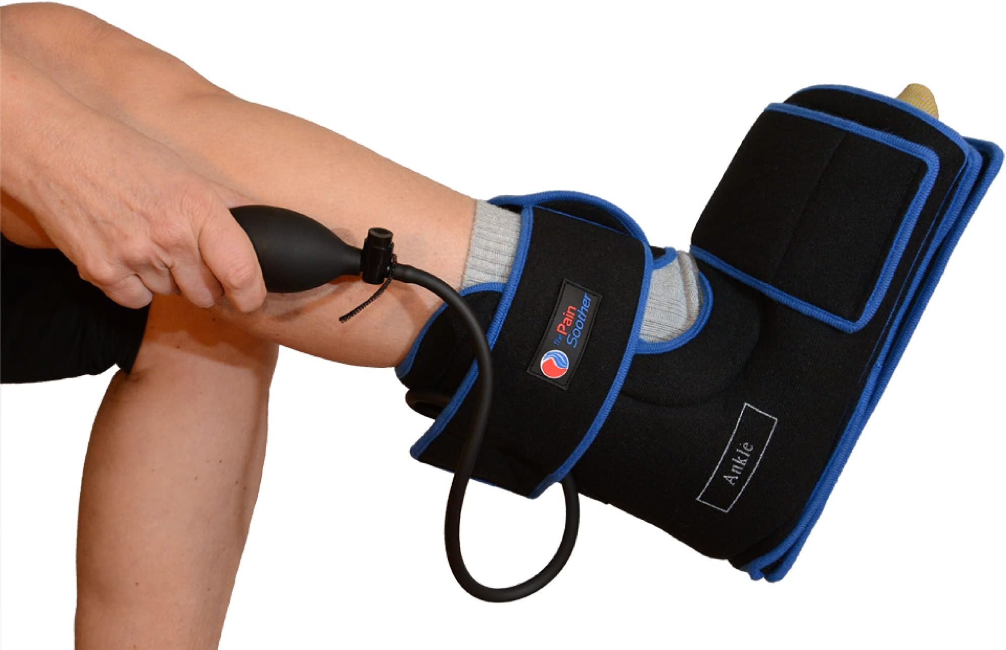 Ankle Cold Compression Wrap - Reusable Gel Pack and Ball Pump - Best Ice Wrap for Achilles Tendon, Foot Sprain.Sports Injuries.