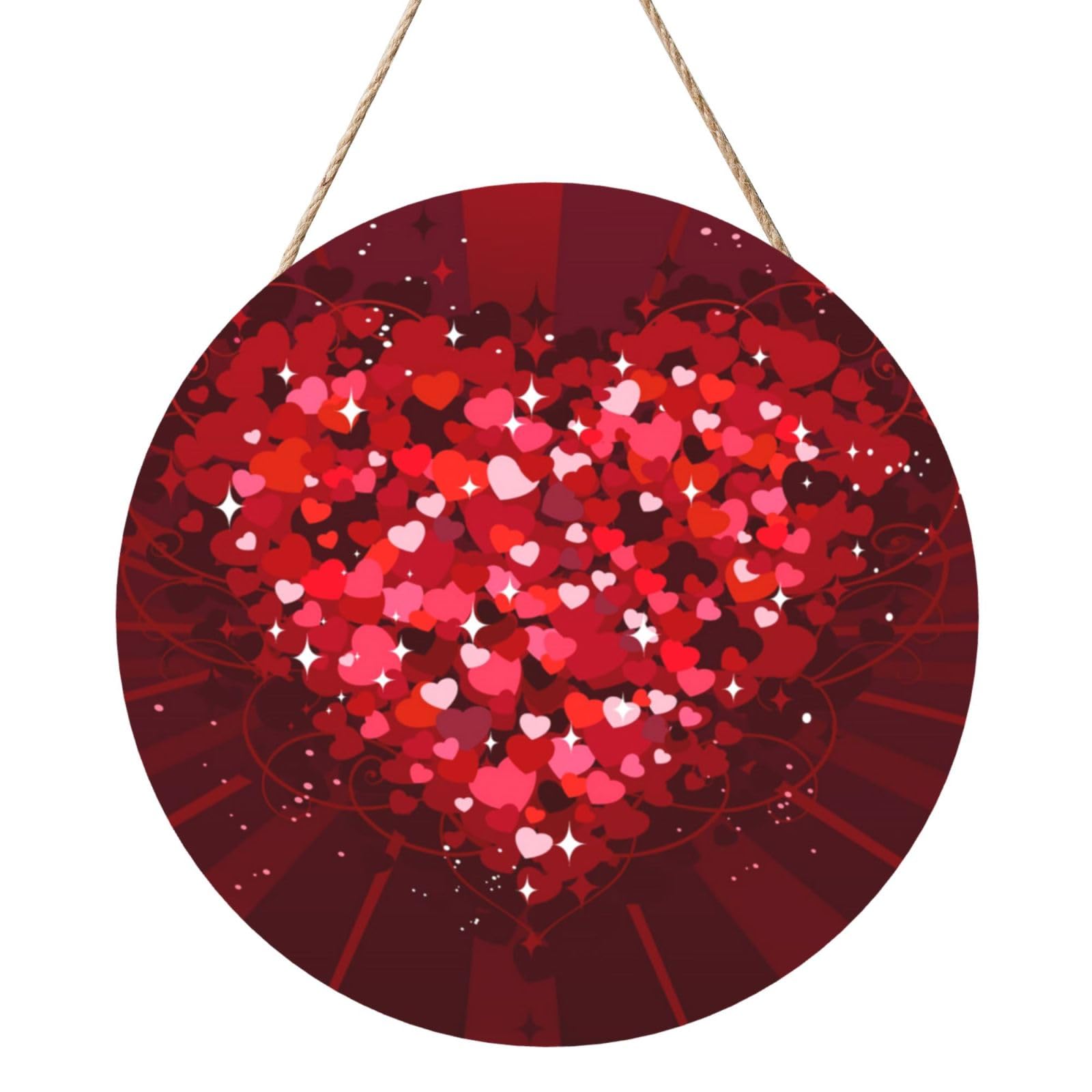 InOmak Happy Valentine's Day, Round Wood Panel Painting 12 in, Wall Hanging Painting For Home