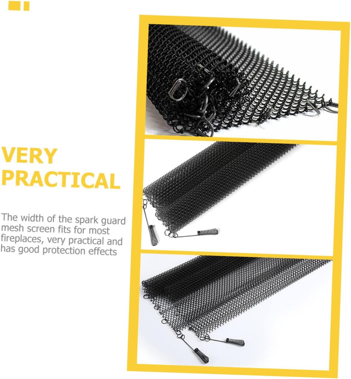 2pcs Hearth Mesh Screen Curtains Metal Fireplace Screen Draft Blocker Easy to Install Xin