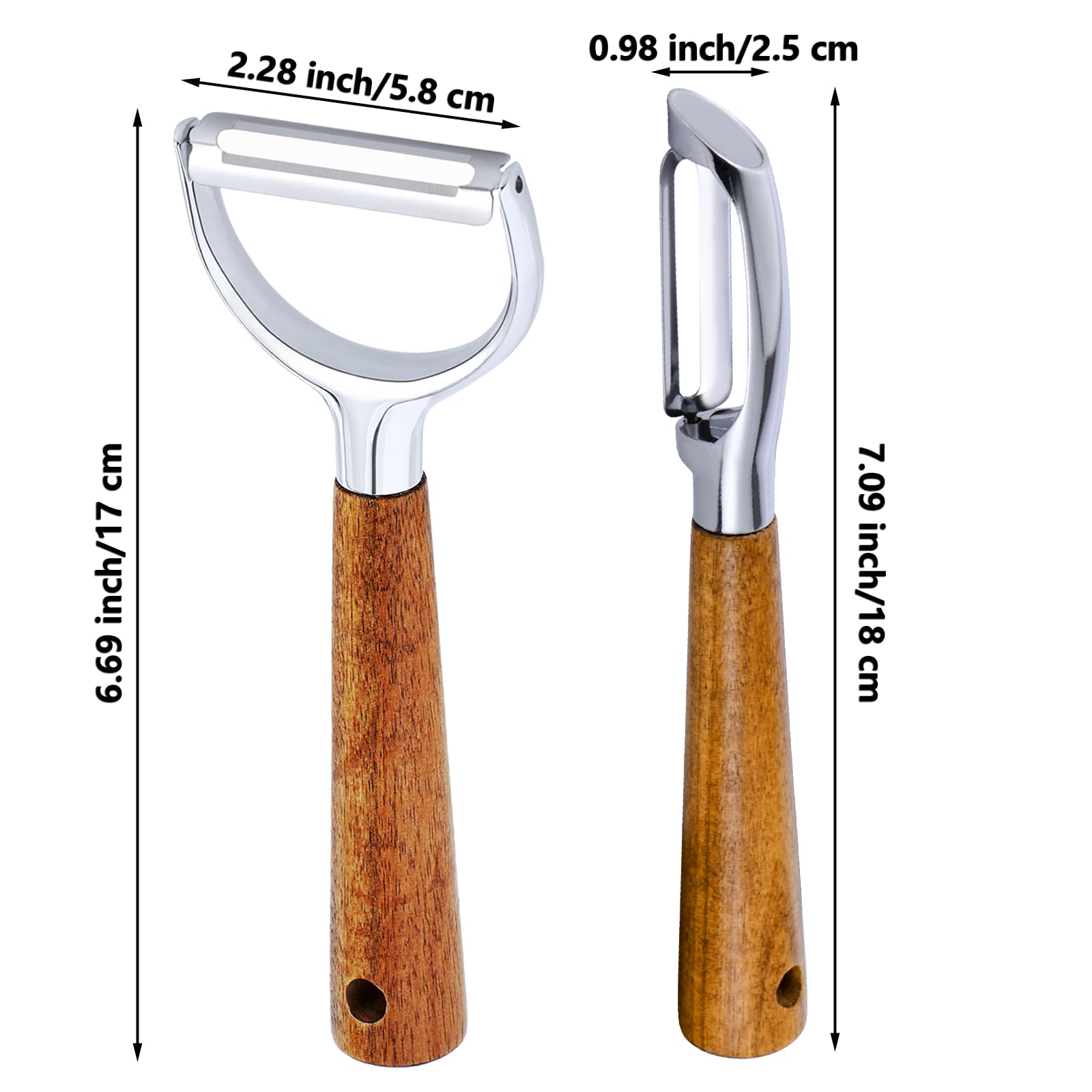 Paquete de 2 peladores para zurdos, herramientas de cocina zurdas para verduras, frutas, papas, zanahorias, manzanas, peladores de mano izquierda y derecha 4