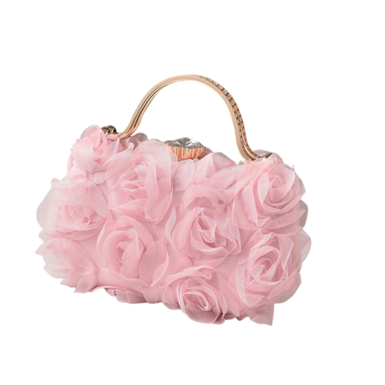 WEISUYUUS Elegant 3D Rose Flower Evening Clutches Purse Top Handle