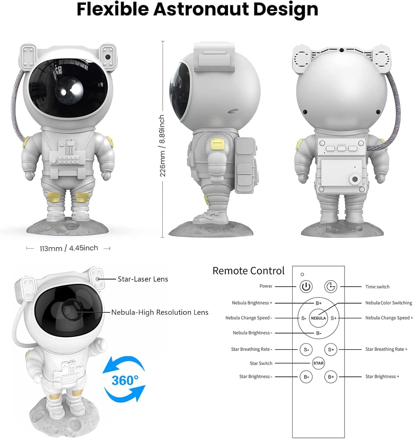 LITVERSE Astronaut Galaxy Projector, Nebula Galaxy Projector Star Night Light Ceiling LED Star Projector Lamp with Timer and Remote Control for Adults Bedroom Party Birthday Decorations Gift 3