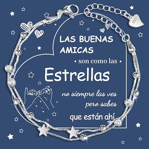 YELUWA Regalos Originales para Mujer, 2 En 1 Estrella Pulsera De Plata para Mujer, Regalo Amiga Cumpleaño, Regalo Mujer Amiga Cumpleaño Navidad San Valentin Regalo para Mujer Hijas Hermana Novias Mamá