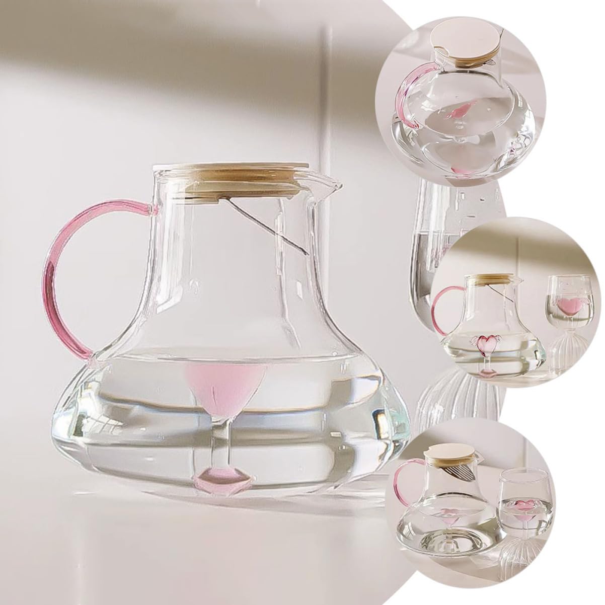 Alipis Großer Glaswasserkrug 1500ml mit Deckel und Griff Kaltwasserkrug aus Glas mit Praktischem Ausgießer für Restaurant und Große Partys Tropffrei und Elegant
