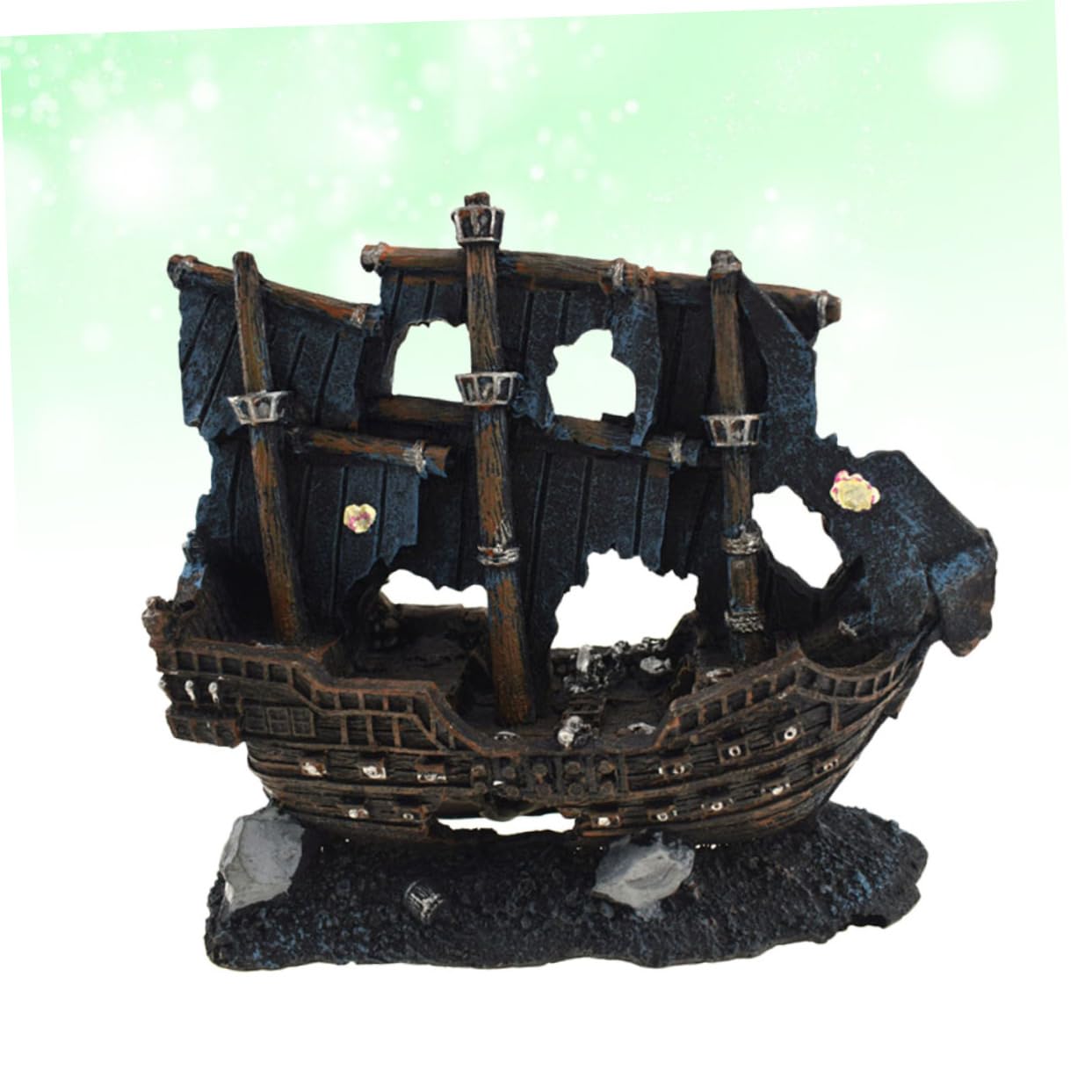 Happyyami coulé Artificiel cassé pour Aquarium Ornement de Maison d'animal familier de Reptile Poisson Ornements décor pour Aquariums Aquarium Bateau Maison cachette