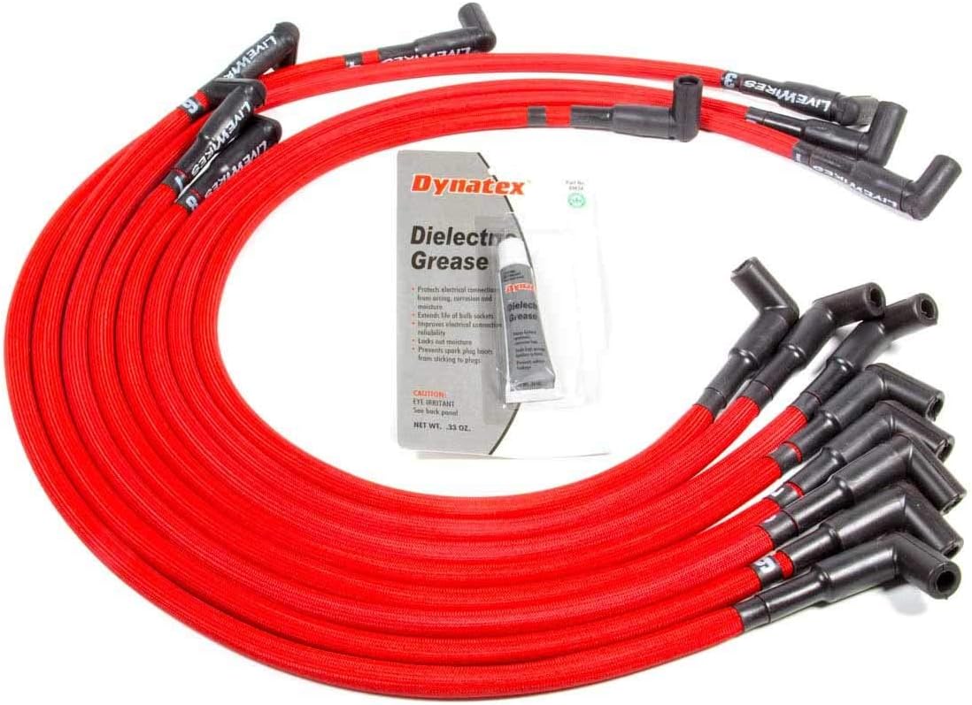 Performance Distributors Spark Plug Wire Set, Livewires, Spiral Core, 10 mm, Red, 90 Degree Plug Boots, HEI Style Terminal, GM V8, Kit