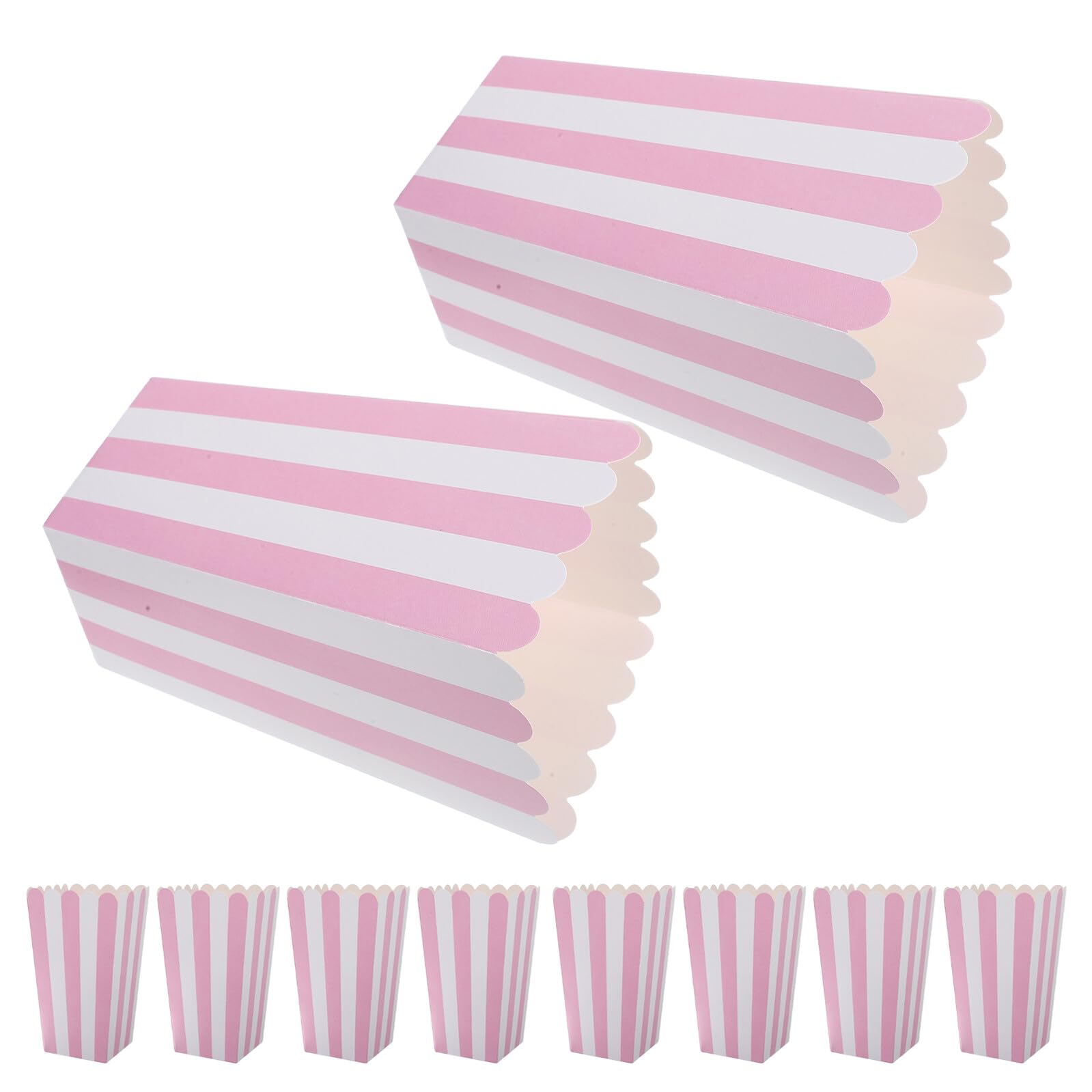 TEHAUX 100 Piezas Cubos de Palomitas de Maíz Rayas de Papel para Cine Fiestas Eventos Cajas de Palomitas Recipientes Reutilizables