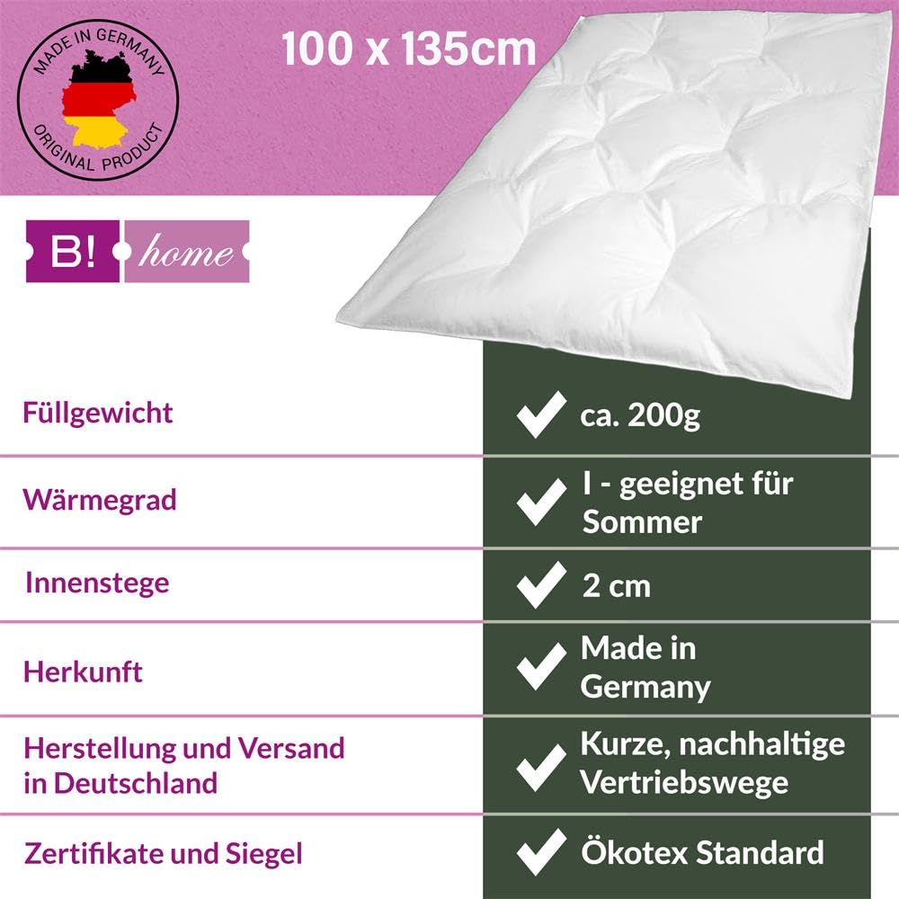 B!HOME Sommerdecke 100% Daunen Baby 100x135cm Kinder Decke Sommerbett
