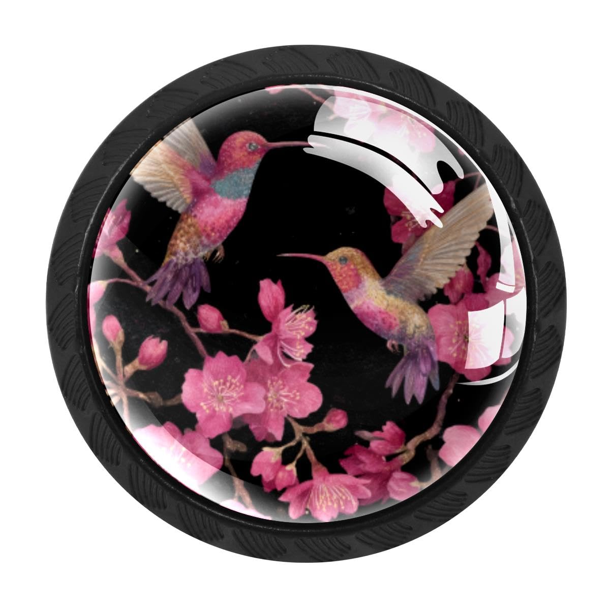 Heoeh Multi 10 4 Pcs Cabinet Knobs, Hummingbird Cherry Blossom Drawer Knobs Dresser Handle
