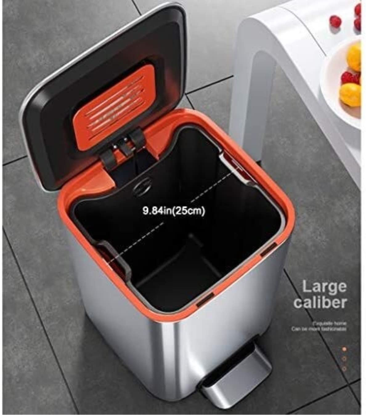 Portarifiuti Pattumiera Cucina Pattumiera In Acciaio Inossidabile Per Camera Da Letto Pattumiera In Metallo Con Coperchio Bidoni Della Spazzatura Per La Casa Cestino di Spazzatura ( Color : Blue,Silve