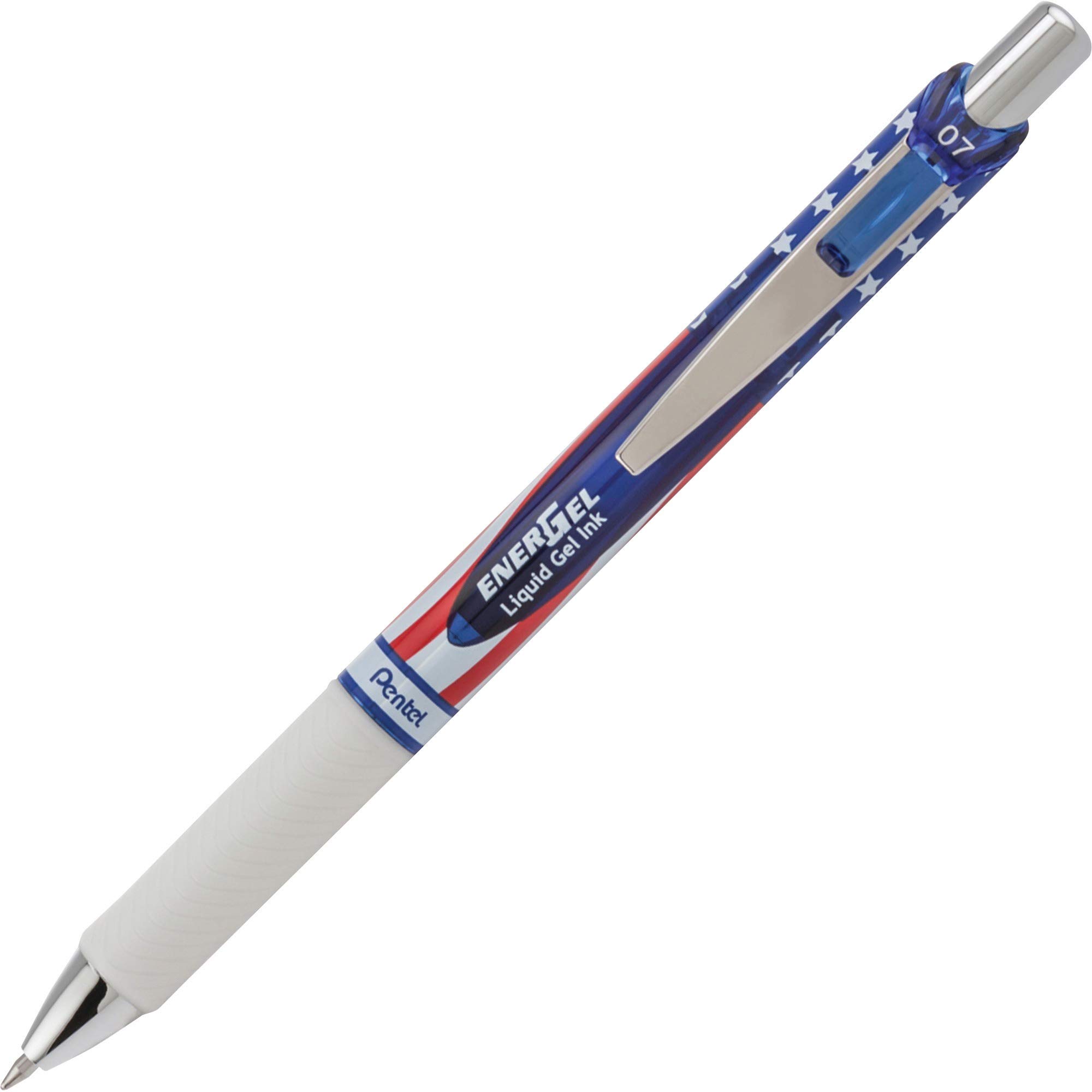 Pentel EnerGel RTX Retractable Liquid Gel Pen, Flag Barrel, Black Ink, 2 Pack (BL77USABP2A)