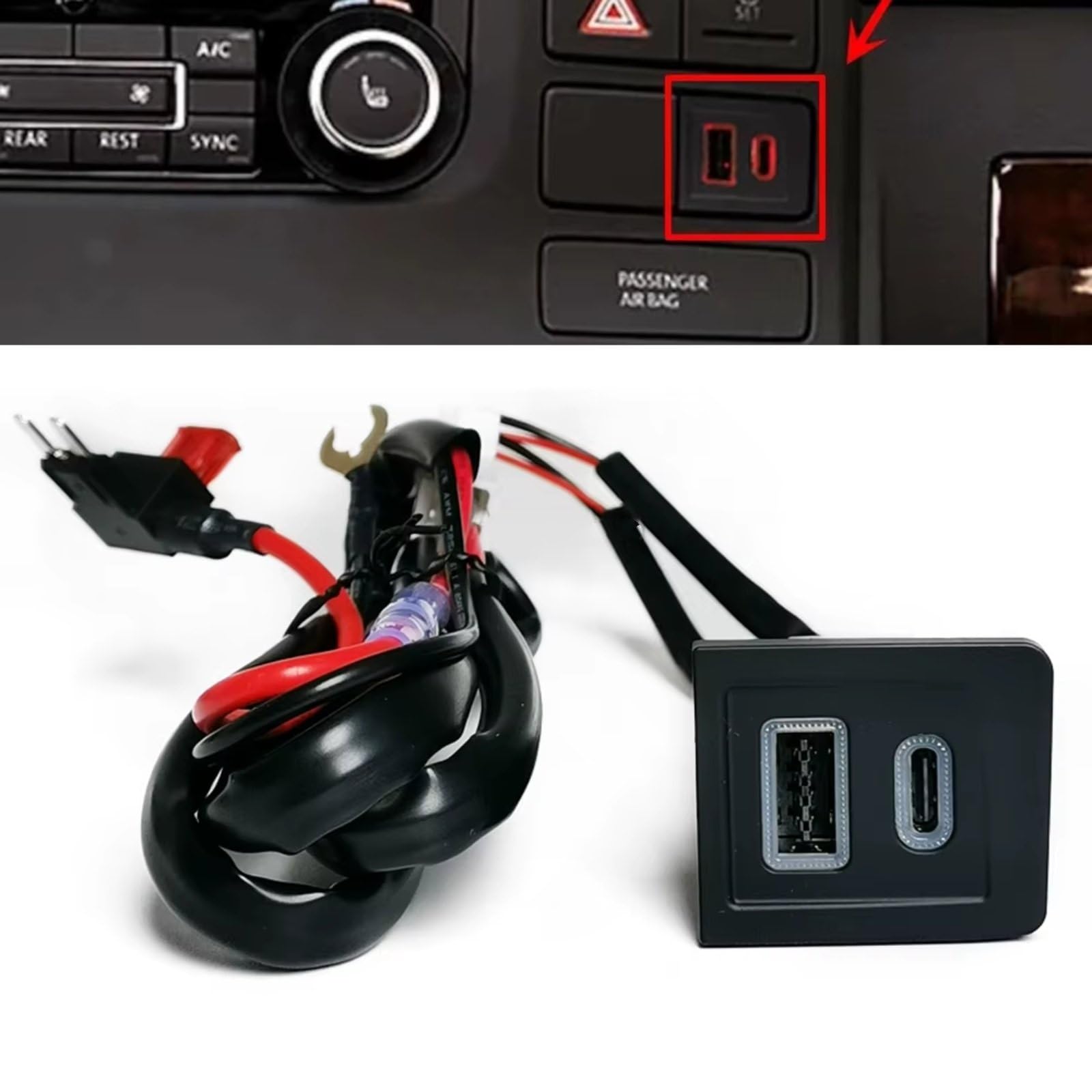 Console Presa USB Compatibile Con Per T5 2003-2009 Auto Dual QC3.0 PD Tipo C Presa Di Ricarica Adattatore Telefonico Alimentazione Ricambi Auto