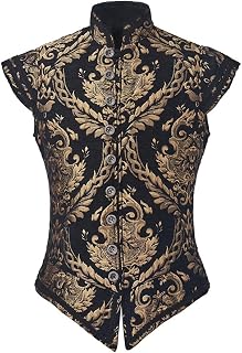CosplayDiy Mens Tudor Vest Victorian Suit Vest Tudor Jerkin Gothic Steampunk Waistcoat