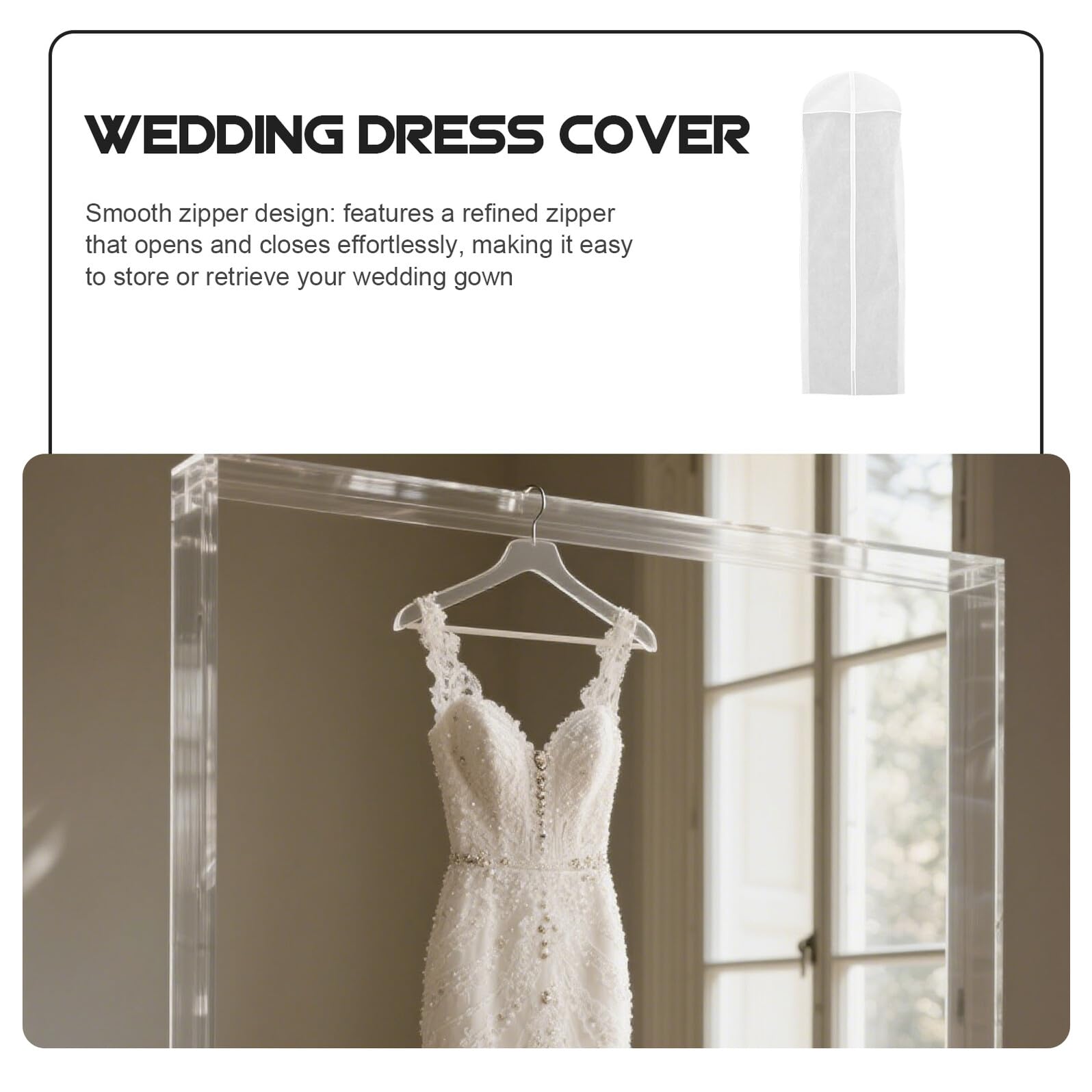 SOIMISS 5 Pezzi Copriabiti per da Sposa in Tessuto Non Tessuto Traspirante con Cerniera Custodia Antipolvere per Lunghi Protezione per Vestiti da Cerimonia Bianco