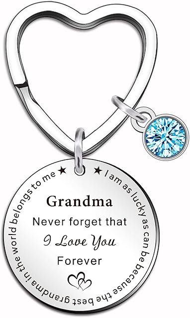 WTOPP Grandma Keyring Gifts Birthday Christmas Gifts for Grandma from Granddaughter Grandson Engraved Never Forget That I Love You