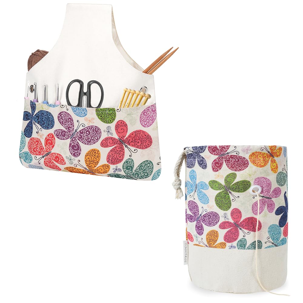 TOGETRUEYarn Bag, Knitting Crochet Tote Bag, Yarn Storage Bag Organizer, Travel Knitting Wrist Bag, Yarn Tote Bags for Crocheting, Holding Yarn, Knitting Needles