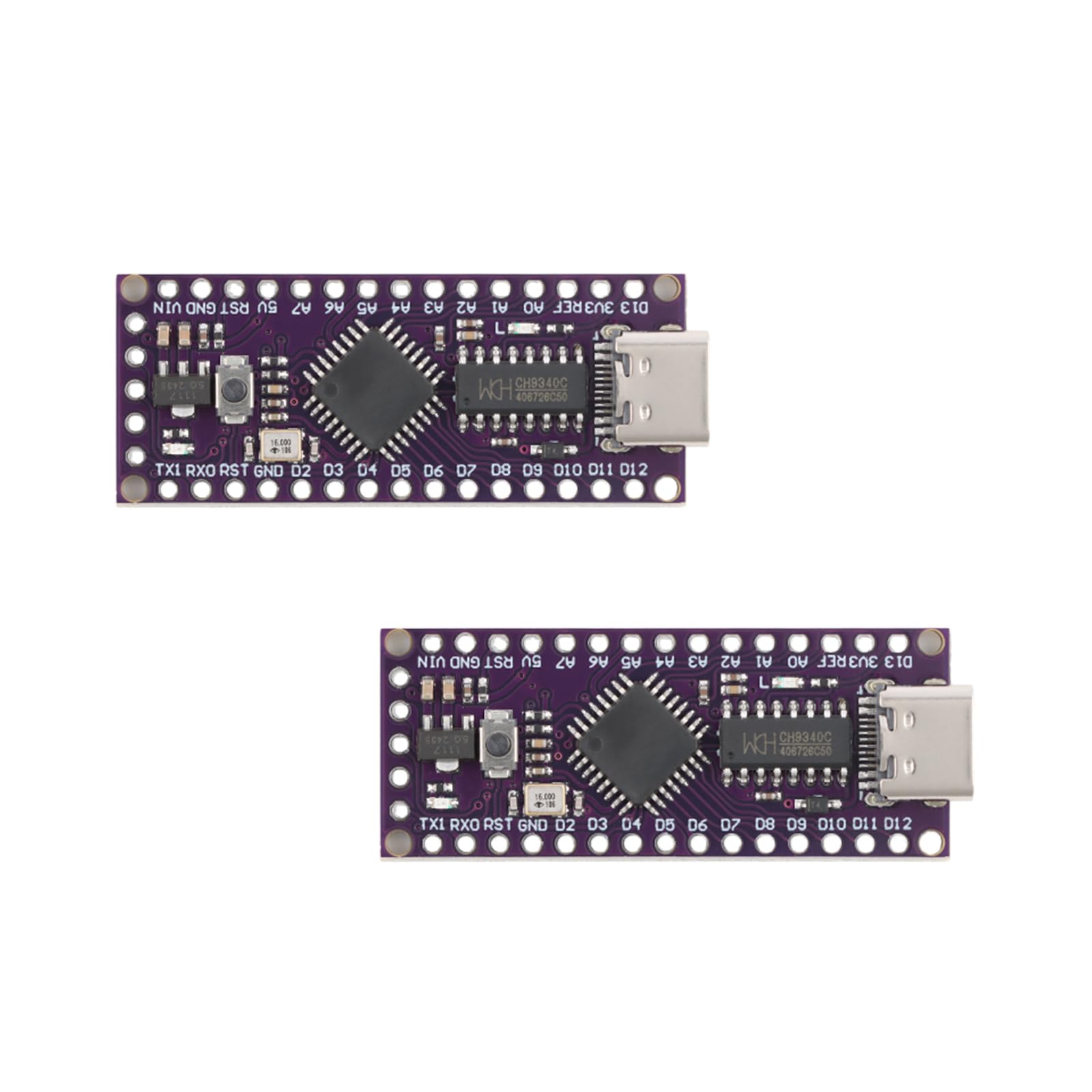 2 x LGT8F328P Na Development Board CH9340 USB-Treiber, violettes Modul, kompatibel mit Arduino