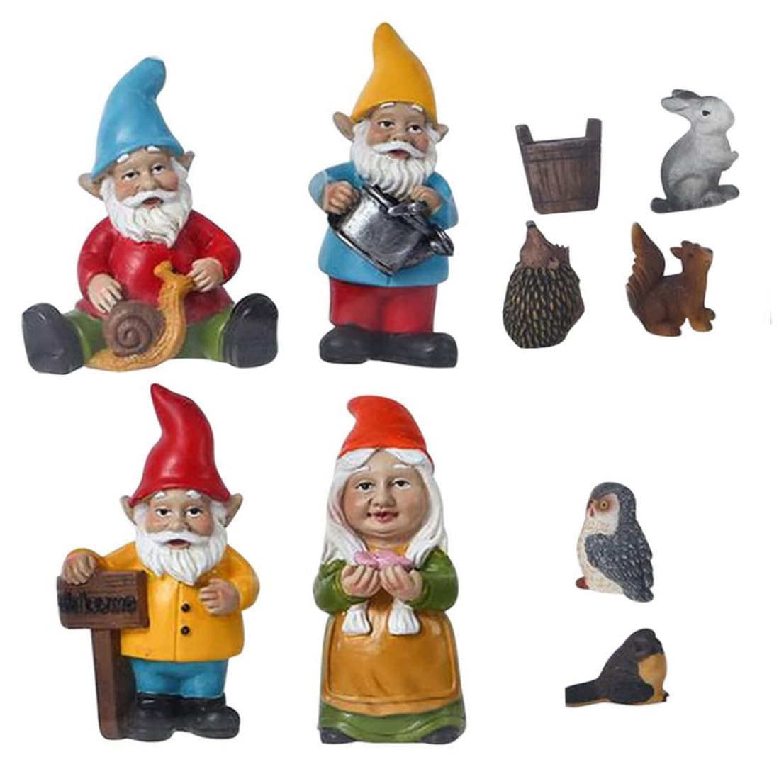 Fairy Garden Gnome Statue Miniature Dwarf Figurine Dollhouse Micro Landscape Decoration for Garden