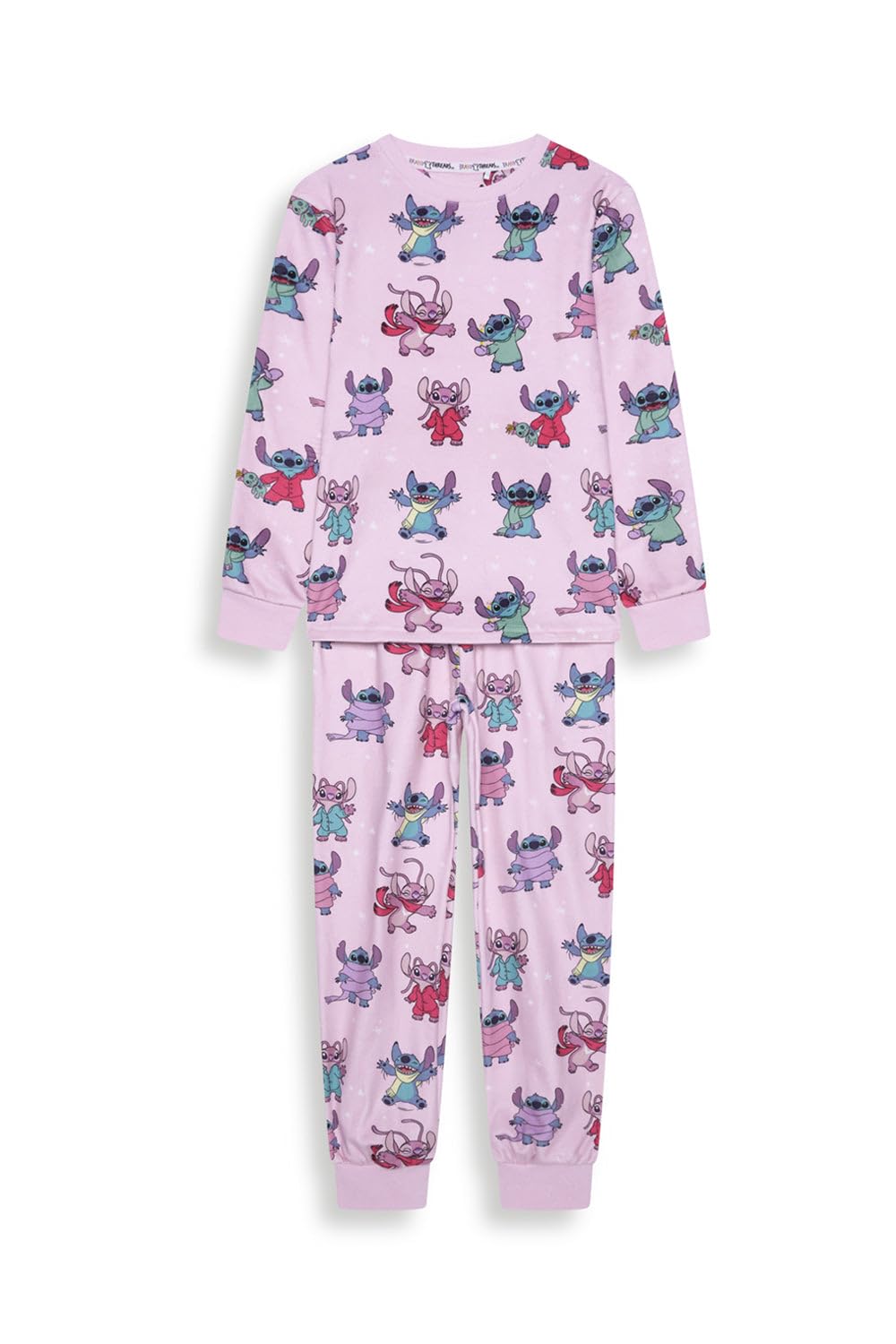 Disney Lilo & Stitch Girls Fleece Twosie Pyjama Set – Soft Crew-Neck Top & Bottoms, Character All-Over Print, Cosy Kids Sleepwear Loungewear, Gifts for Girls, Machine Washable