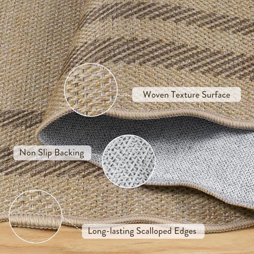 LIVEBOX Scalloped Easy Jute 3x5 Outdoor Rug, Washable Non-Slip Geometric Tan Rugs for Entryway, Indoor Outdoor Farmhouse Rug Modern Carpet Door Mat Area Rug for Patio Bedroom Living Room Kitchen Porch - Image 5