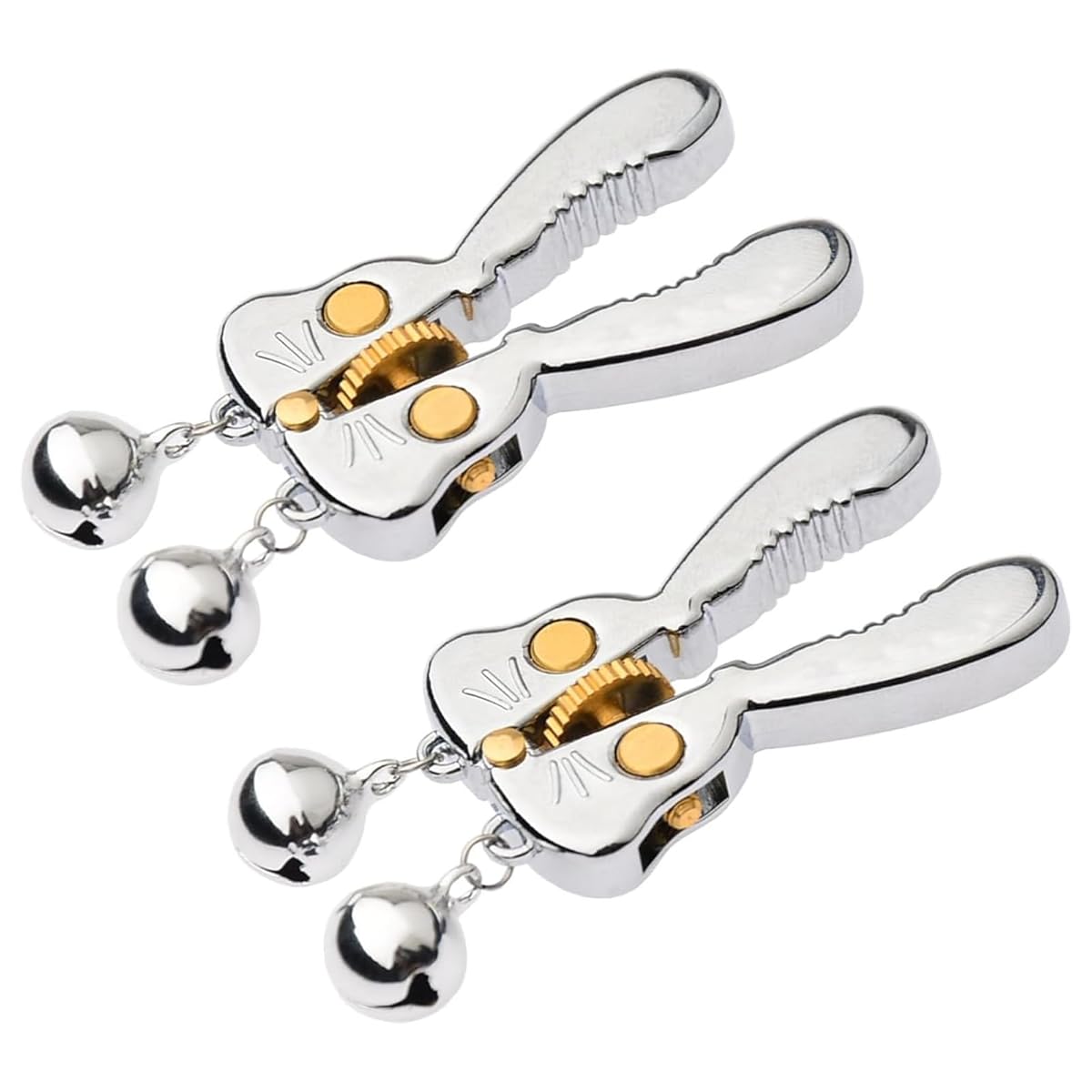 乳首クリップ 【人気商品 SMグッズ ニップルクリップ ラビット ローラー 挟み】鈴付き ニップルクランプ 乳首開発 乳首責め 束縛 SMプレイ 女性用 乳首攻め ステンレス製 大人のおもちゃ アダルトグッズ (シルバーラビット＆シルバーベル)