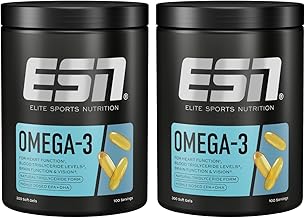 ESN Super Omega-3, 2 x 300 Capsules, High Dose Fish Oil with 400 mg EPA and 300 mg DHA per Capsule, Made in Germany