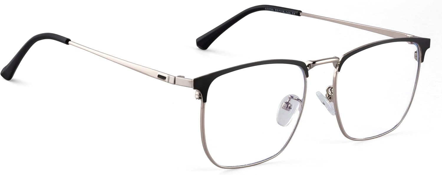 ROYAL SON Square Features for Men and Women | Blue Light Blocking | Computer Glasses | Metal Frame