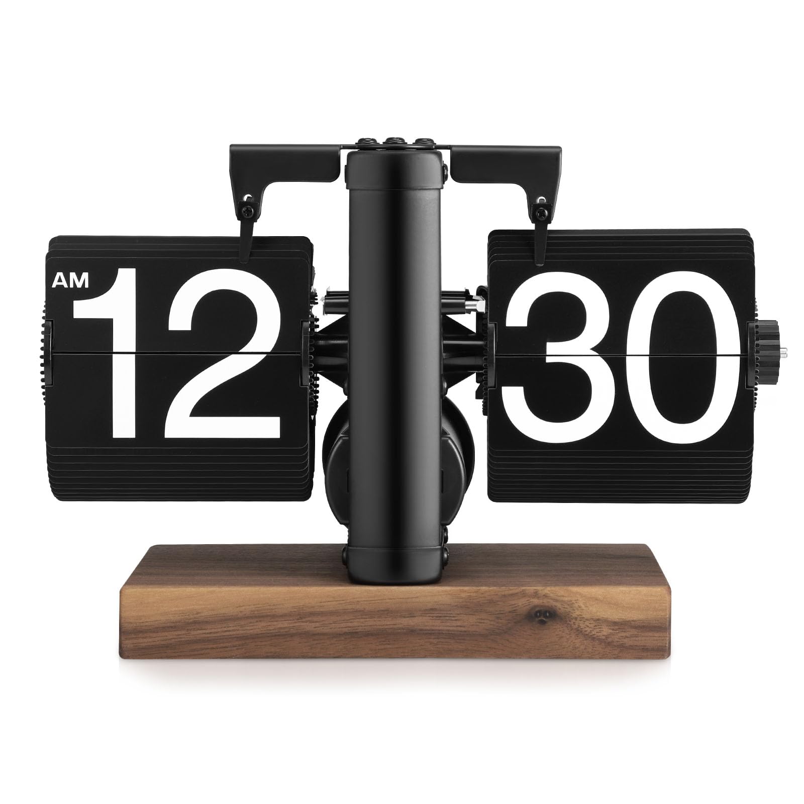Luqixcey Retro Flip Down Clock, Automatic Flip Digital Desk Clock, Wooden Base & Metal Support, Creative Gift for Home, Office, Room Decor (Battery Included)