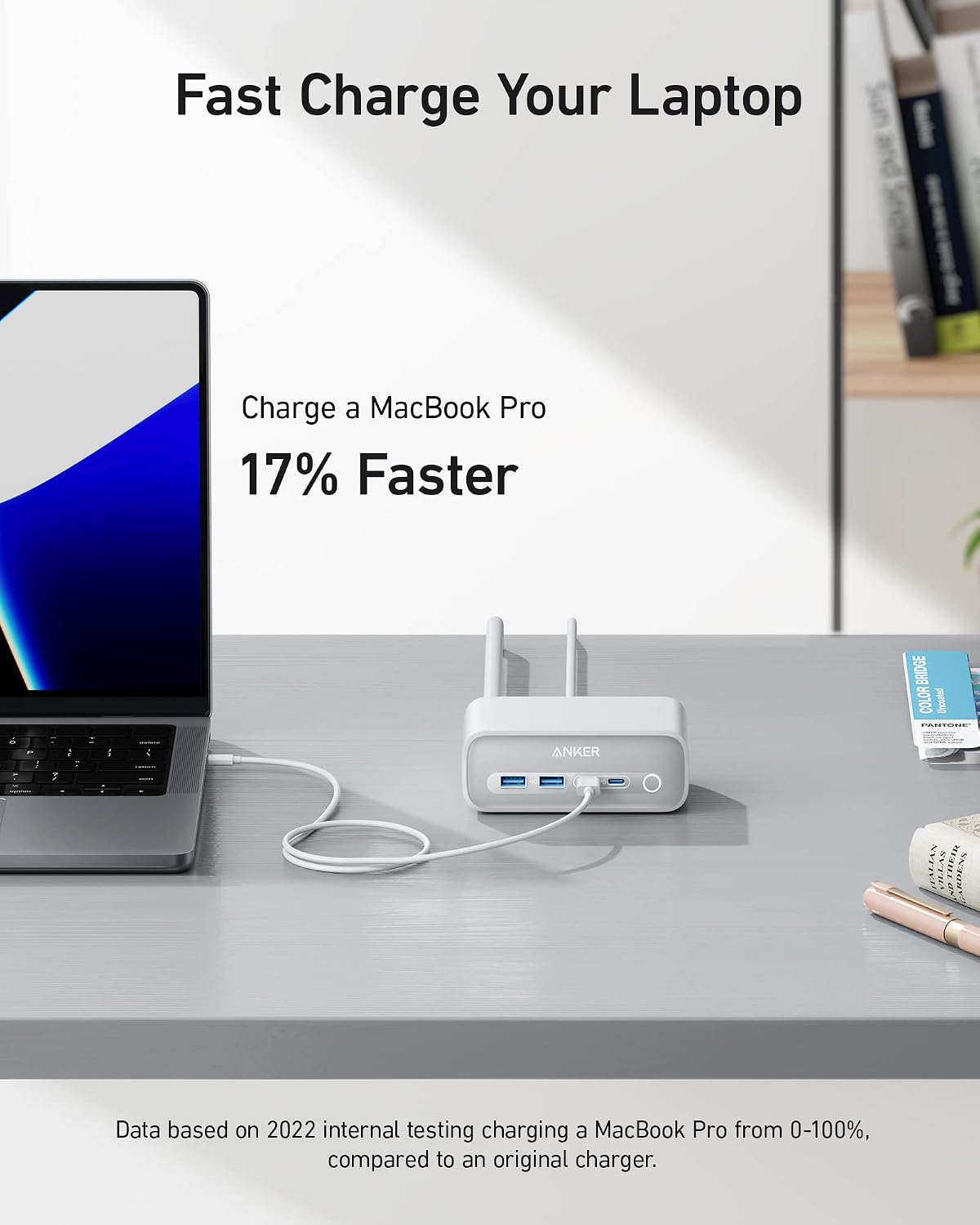 Anker 525 Charging Station, 7-in-1 USB C Power Strip for iphone13/14, 5ft Extension Cord with 3AC,2USB A,2USB C,Max 65W Power Delivery Desktop Accessory for MacBook Pro, Home, Office (Natural Green)
