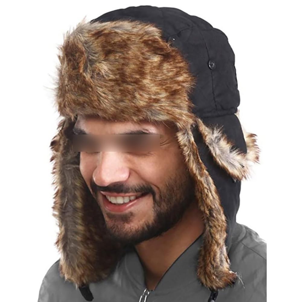 Winter Trapper Hats Unisex Faux Fur Hunting Hat Cold Weather Ski
