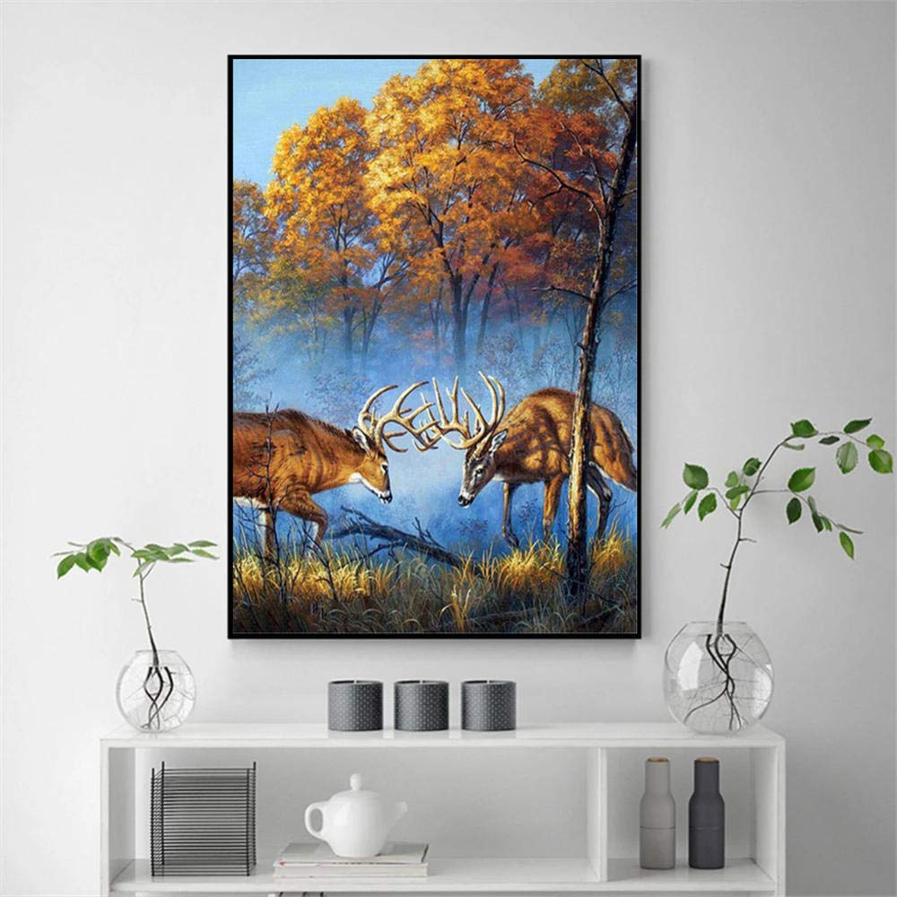 DIY 5D Diamond Painting Full Kits Cerf diamant peinture par numéros Kits grande taille plein cristal strass broderie point de croix mosaïque toile mur Art décor Round Drill,70x90cm(28x36in