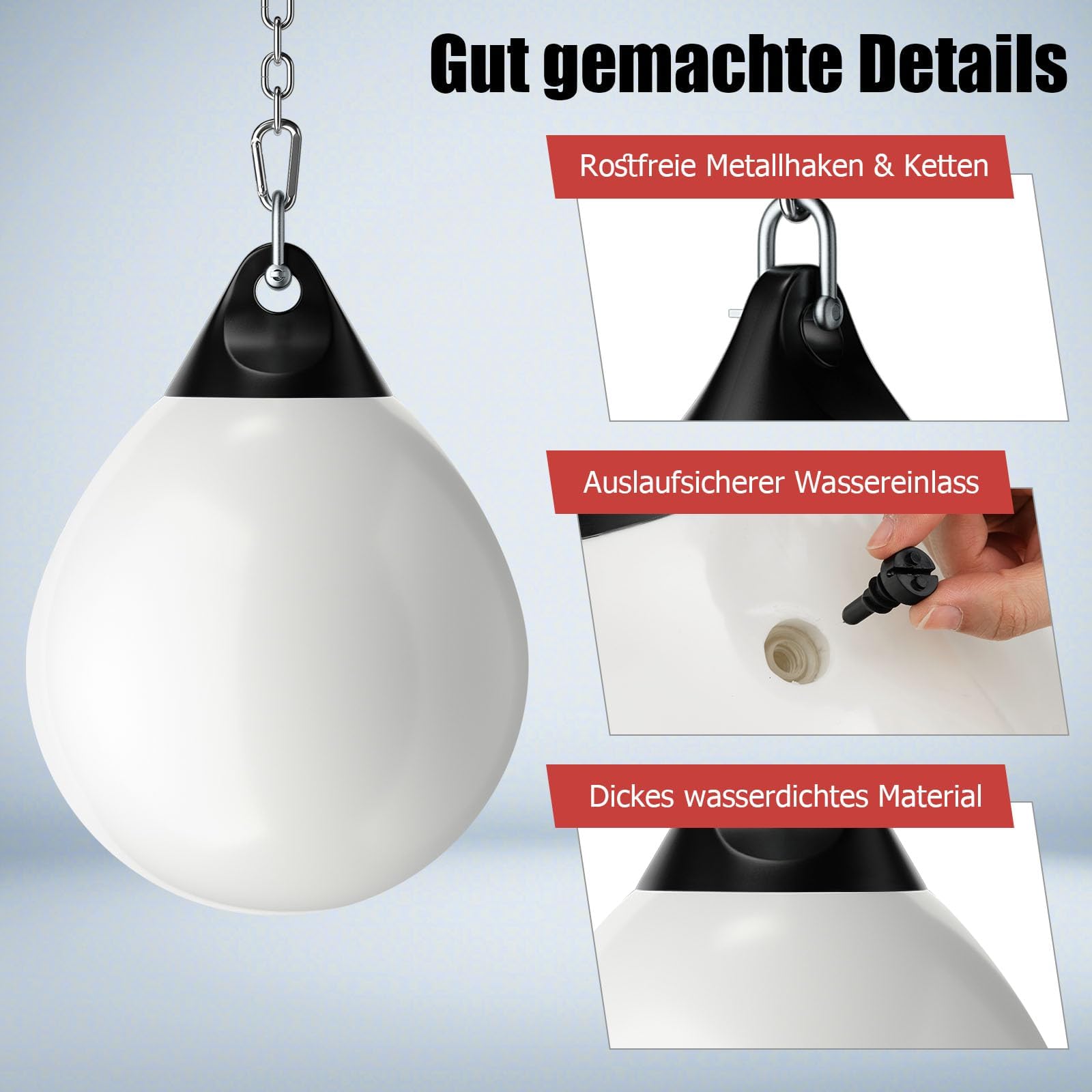 GYMAX Wasserboxsack Ø45cm, Boxing Punching Bag mit Wasser füllbar, hängendes Punchingsack, Schwerer Boxsack für Erwachsene & Jugend