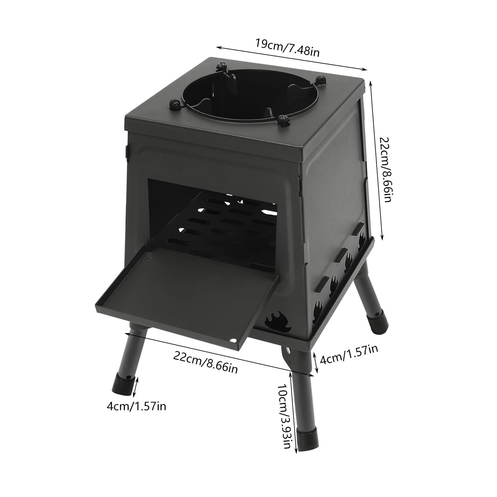 Estufa de madera portátil para camping, estufa de camping, estufa de camping, estufa para 3 – 5 personas, calefacción para tienda de campaña, color negro