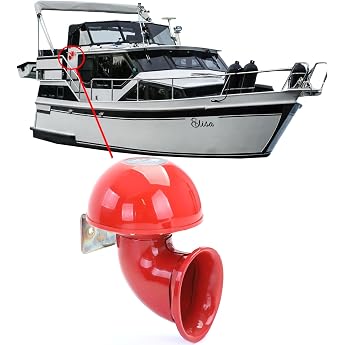 Bull Horn Boat Fanfare Horn Fog Horn Sound Red 12 Volt 125 dB