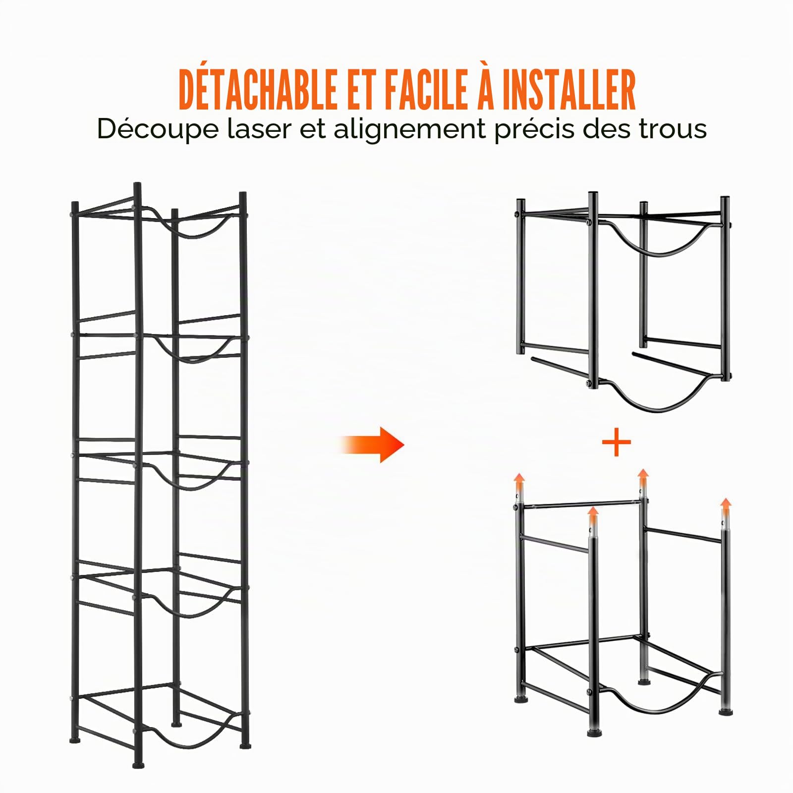 VEVOR Rack à Bonbonnes à 5 Niveaux et 1 Rangée, Support Bouteille d’Eau de 18,9 L, Capacité 5 Pièces, Range Bonbonnes d’Eau Solide, Rangement pour Garde-Manger, Cuisine, Bureau, Salon, Usine, Noir