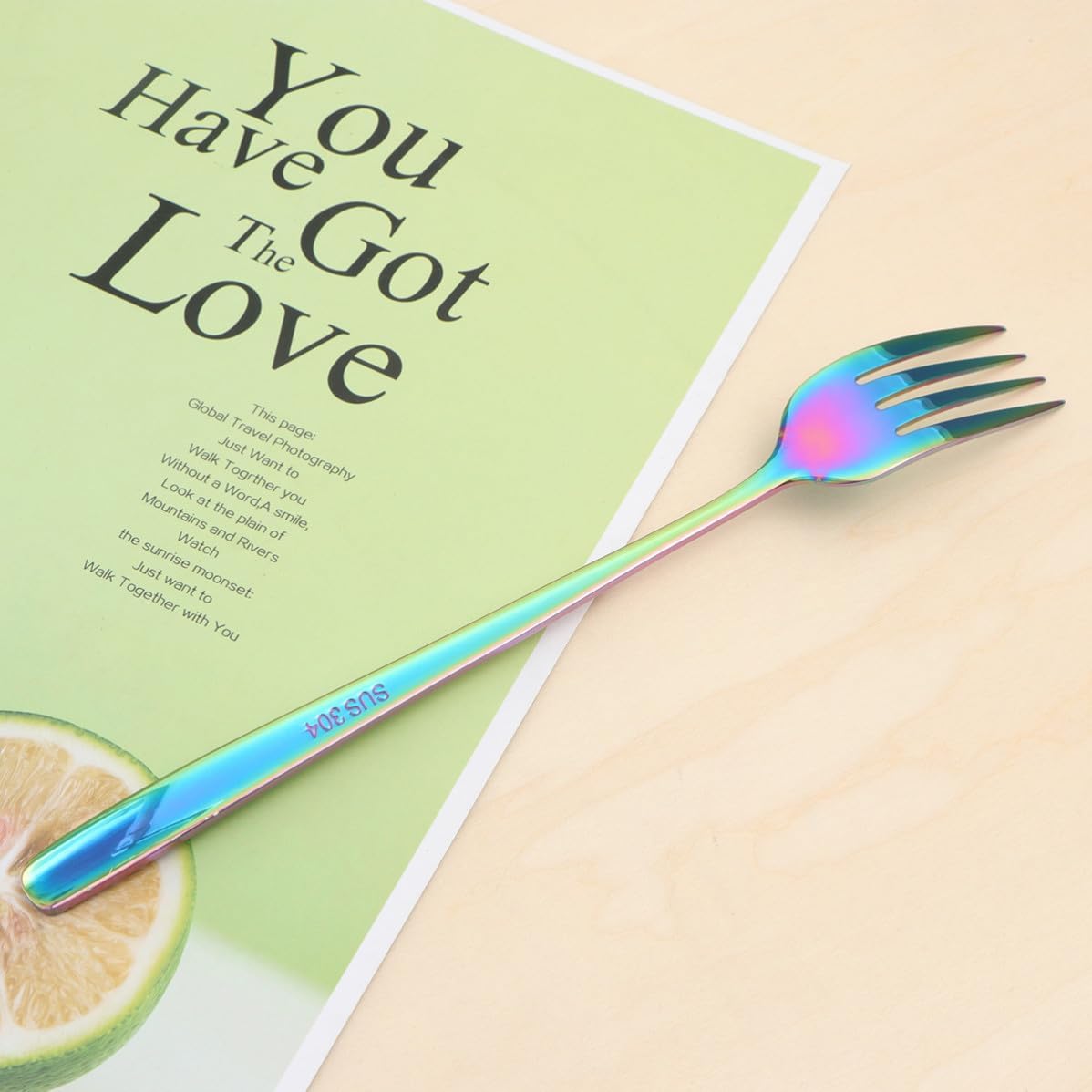 Colorful Stainless Steel Dinner Forks 4-tine Simple Home Kitchen