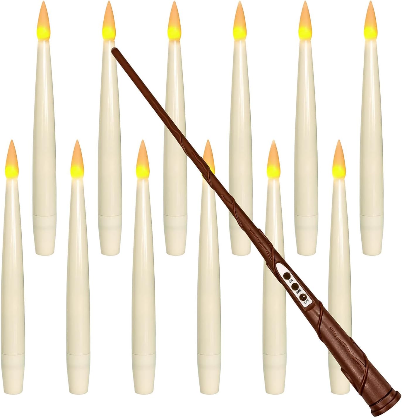 Leejec Floating Candles with Magic Wand Remote(6/18H Timer), 12pcs 6.1" Hanging