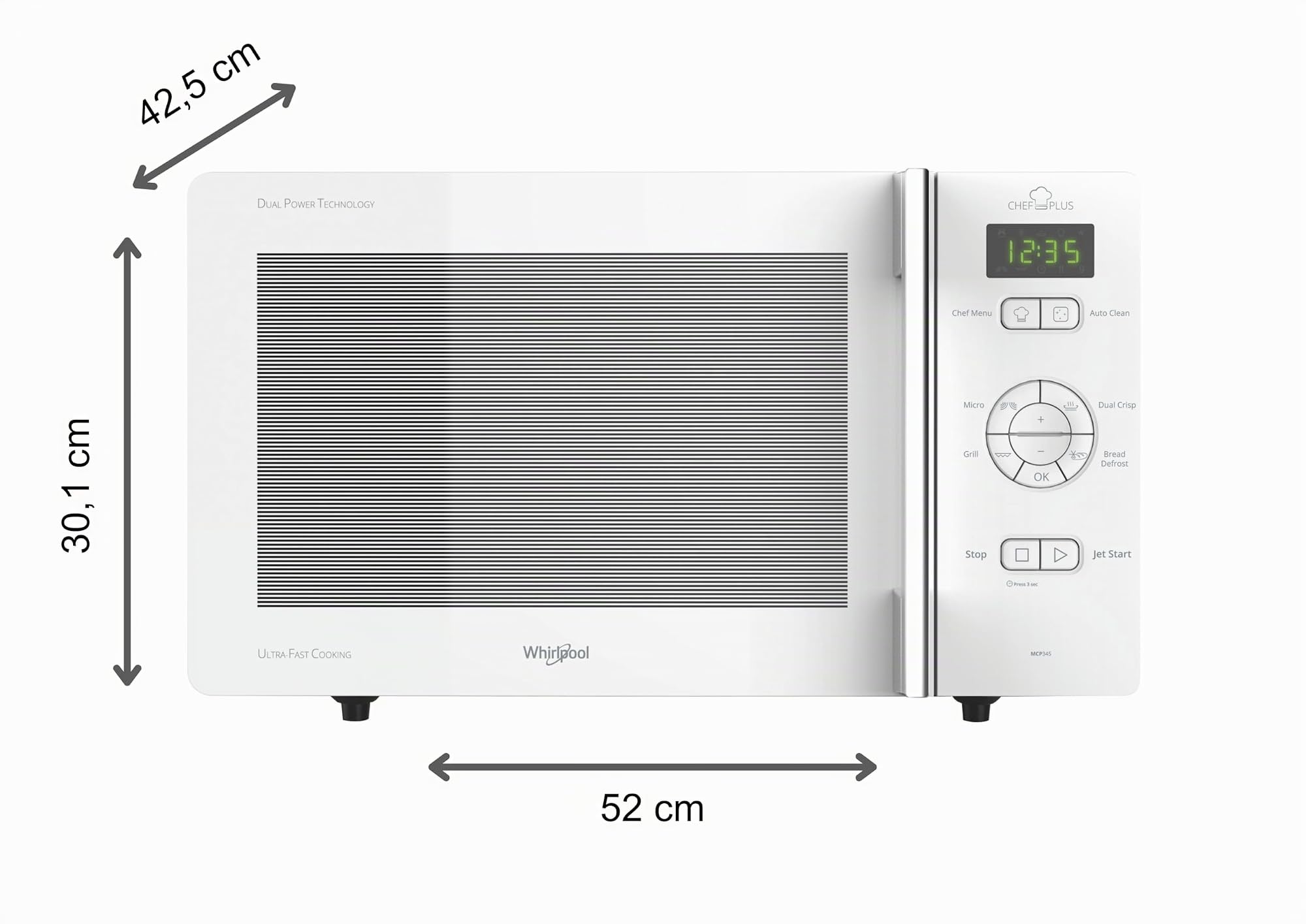 MICR. WHIRLPOOL MCP345WH 25L CRIP GRILL 800W BLANC