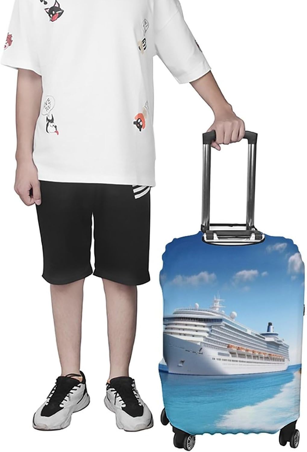 Travel Luggage Cover Spandex Suitcase Protector Washable Baggage Covers Seaside Cruise Ship Elastic Scratch-Resistant Luggage Cover Protector Fits 18-32 Inch Luggage