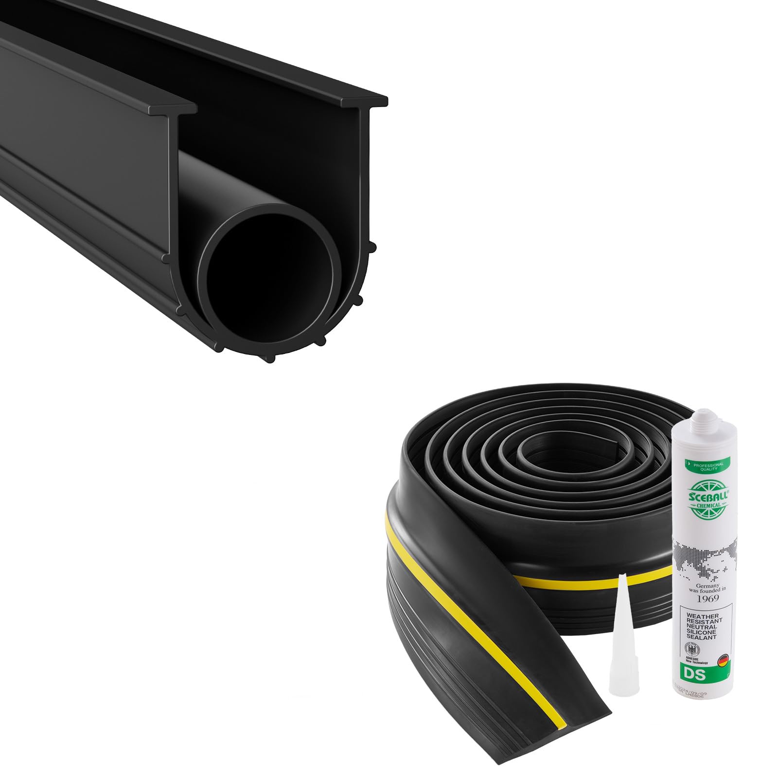 VEVOR Joint de Porte de Garage 3,​05 m, Bande d'Étanchéité Universel en PVC Épais, Résistante aux Intempéries, pour Empêcher la Pénétration de Vent Pluie Feuille Porte Sectionnelle Entrepôt Usine