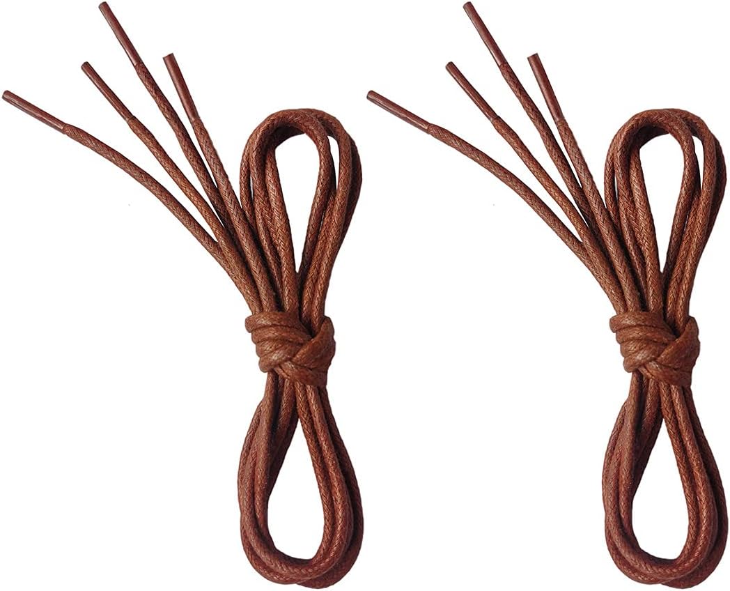VSUDO 2 Pairs Waxed Round Dress Shoe Laces for Mens Dress Shoes, 1/8" Thin Business Oxford Shoelace/Shoe Strings