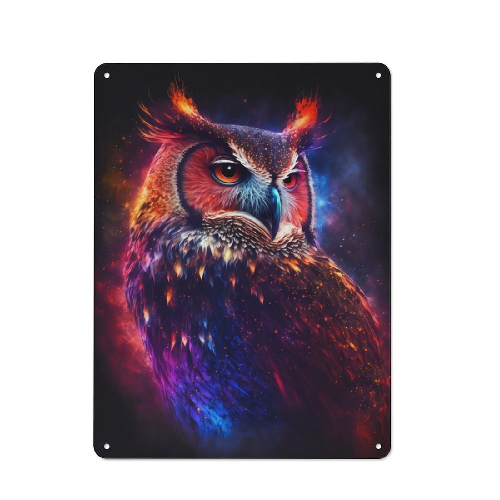 Metal Plaque with Star Owl Design 40x30cm, Retro Kitchen Wall Decor for Bakery, Diner, Cafe Or Family Room