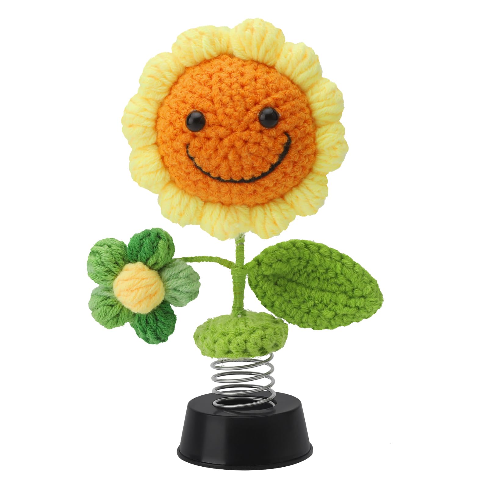 DAWRIS Car Bobblehead Sunflower Crochet Potted Flowers Dashboard Decor Shaking Heads Nodding Doll Car Interior Decor Ornaments Fun Gifts for Men Women