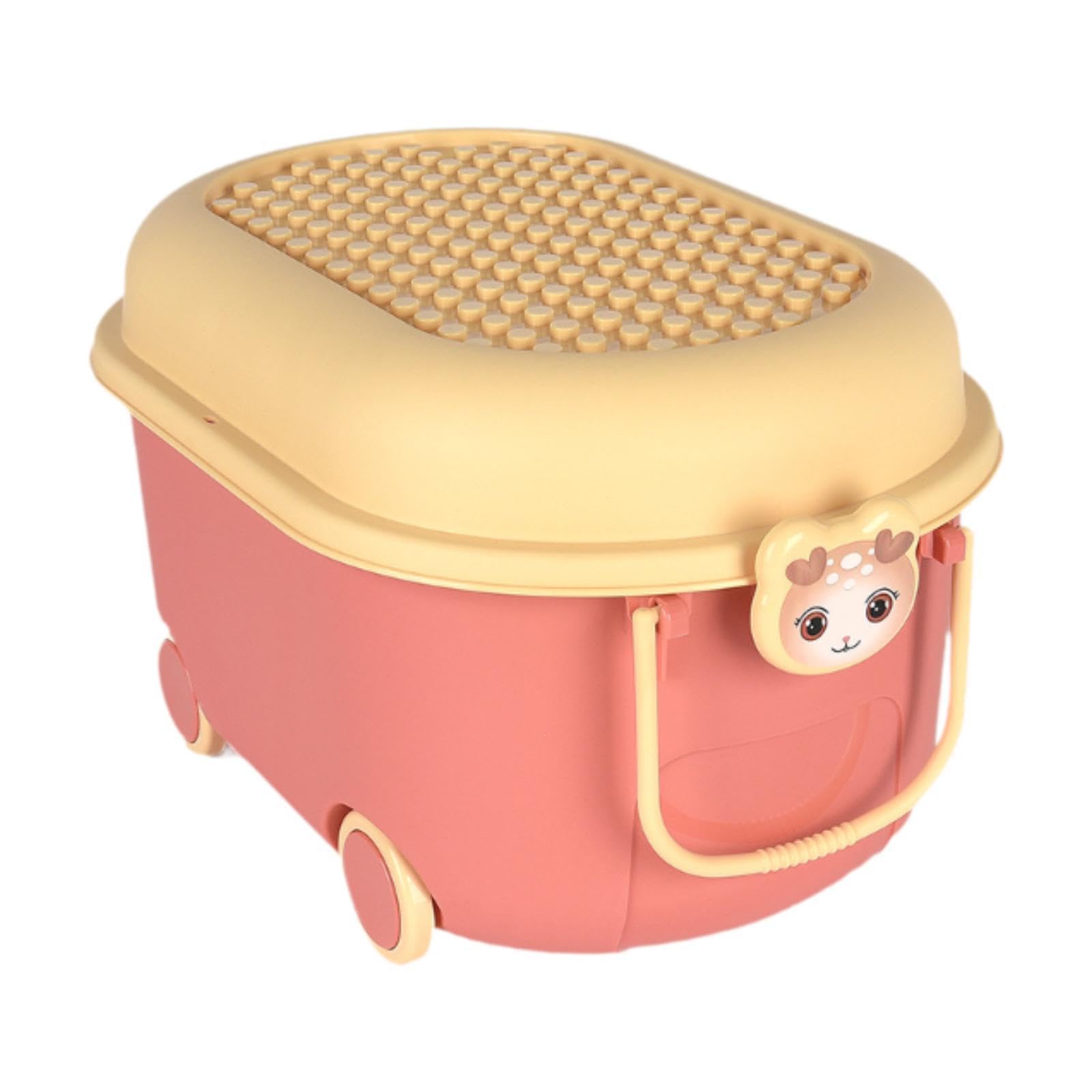 Toy Storage Box with Wheels Kids Toy Storage Organizer for Nursery Household Pink | Household Supplies & Cleaning | Home Organization | Storage Bins & Baskets
