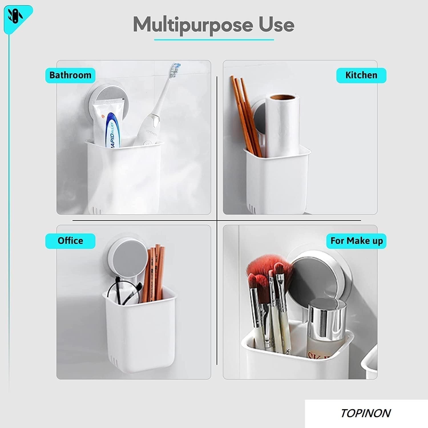 ORBITORA 1 PCS Toothbrush Holders for Bathroom, Wall-Mounted Brush Holder, Tooth Brushes Holder Stand, Bathroom Organiser and Toothpaste Holder - Washroom Organizer and Brush Stand 3