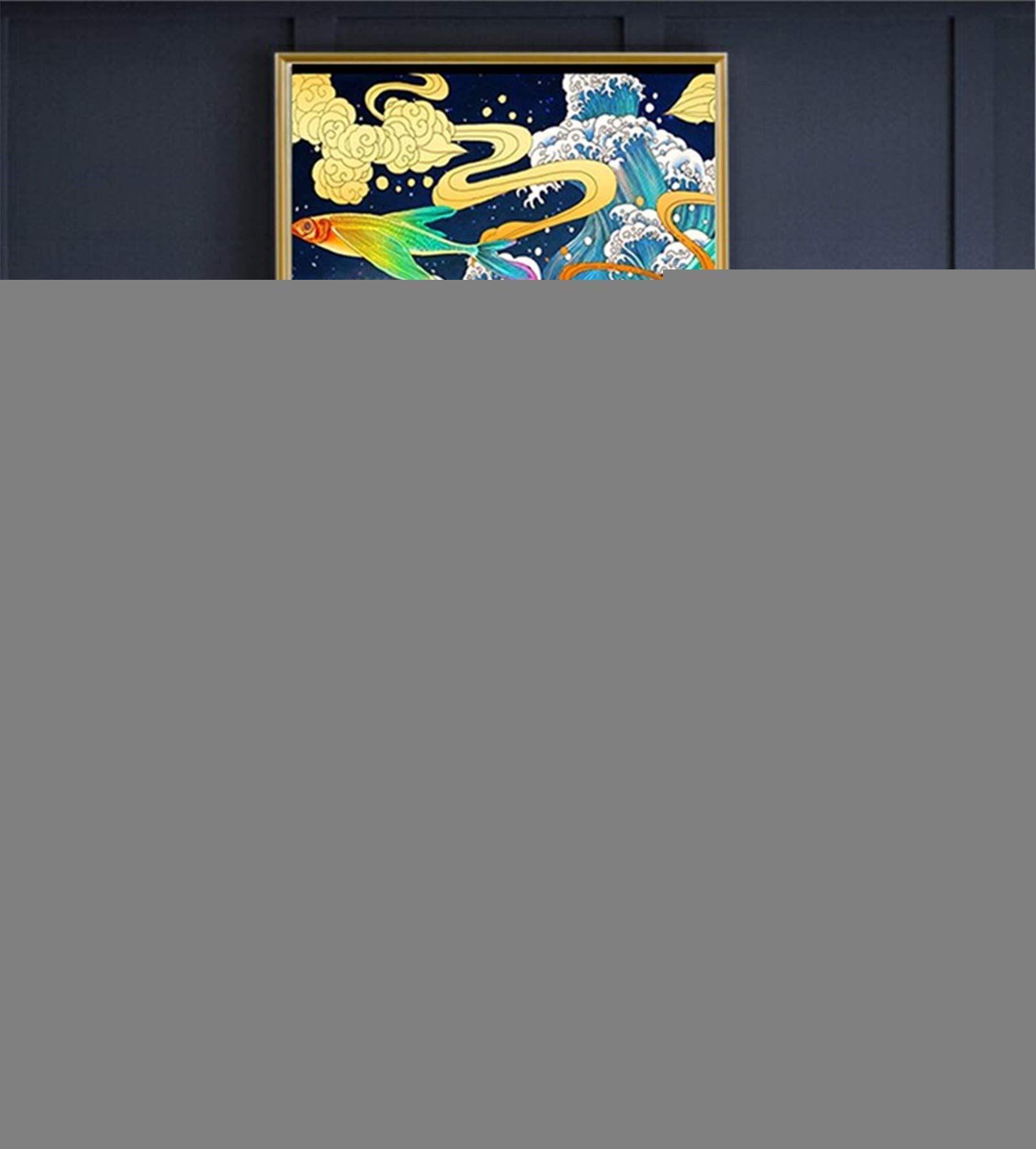 Peinture diamant 5D grand format motif poisson abstrait pour broderie salon 32x64inch