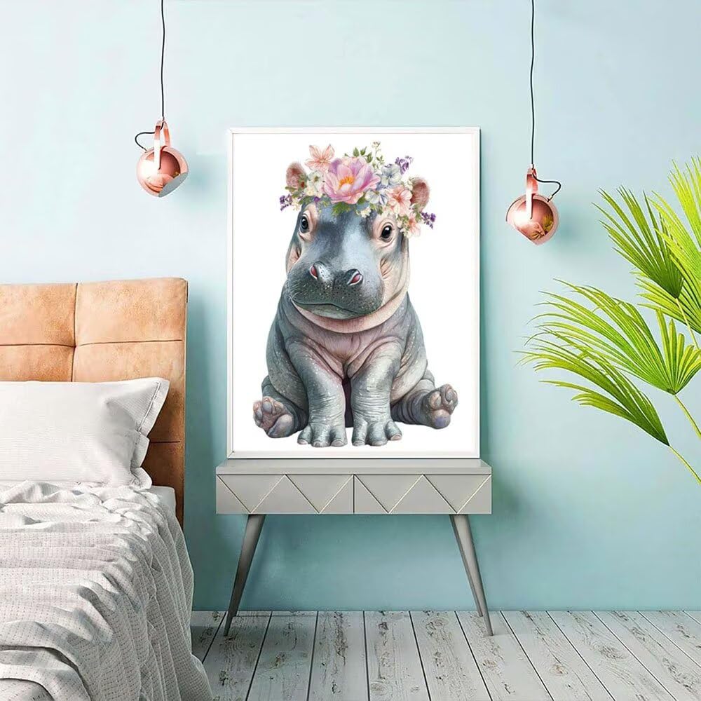 Zestawy do malowania diamentami dla dorosłych, kwiat hipopotama, sztuka dla dorosłych, dzieci, początkujących, DIY, okrągłe, pełne wiercenie, kryształ, haft krzyżykowy, rękodzieło, haft, dekoracja