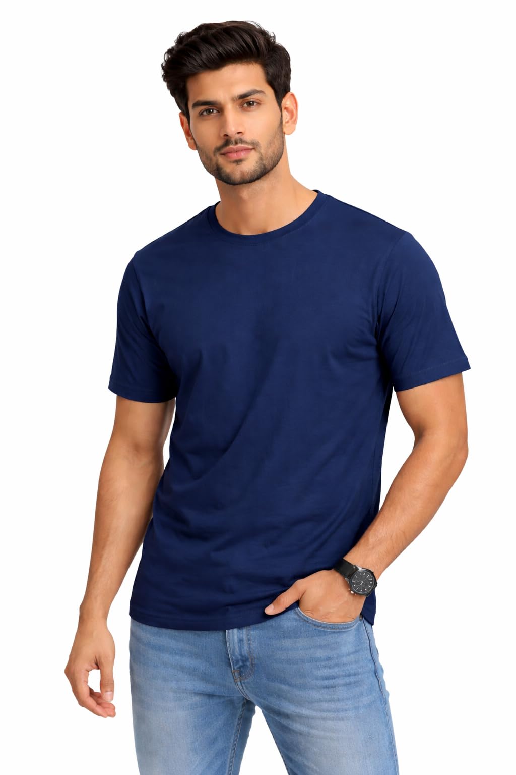 dazzro 100% Pure Cotton T-Shirt for Men & Women | Regular Fit | Half Sleeve Round Neck | Soft Breathable Fabric | Solid Casual Wear-picture-45